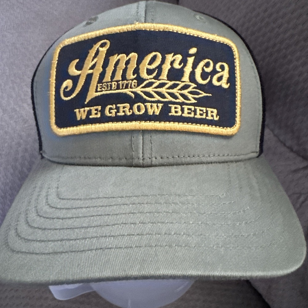 America We Grow Beer 1776 Hat Adjustable Green Black Gold Patch